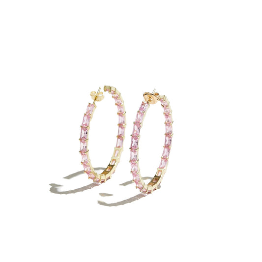 THE PINK BAGUETTE HOOP EARRINGS