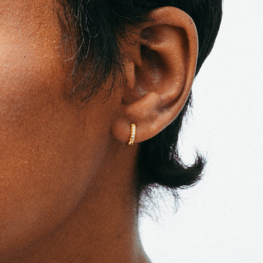 The Mini Pave Huggie Earrings